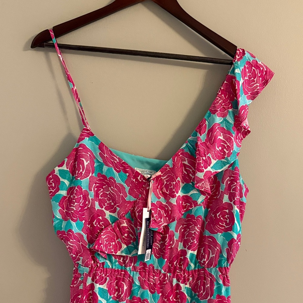 Vineyard Vines Pink and teal Floral women’s dress faux wrap size 12 NWT